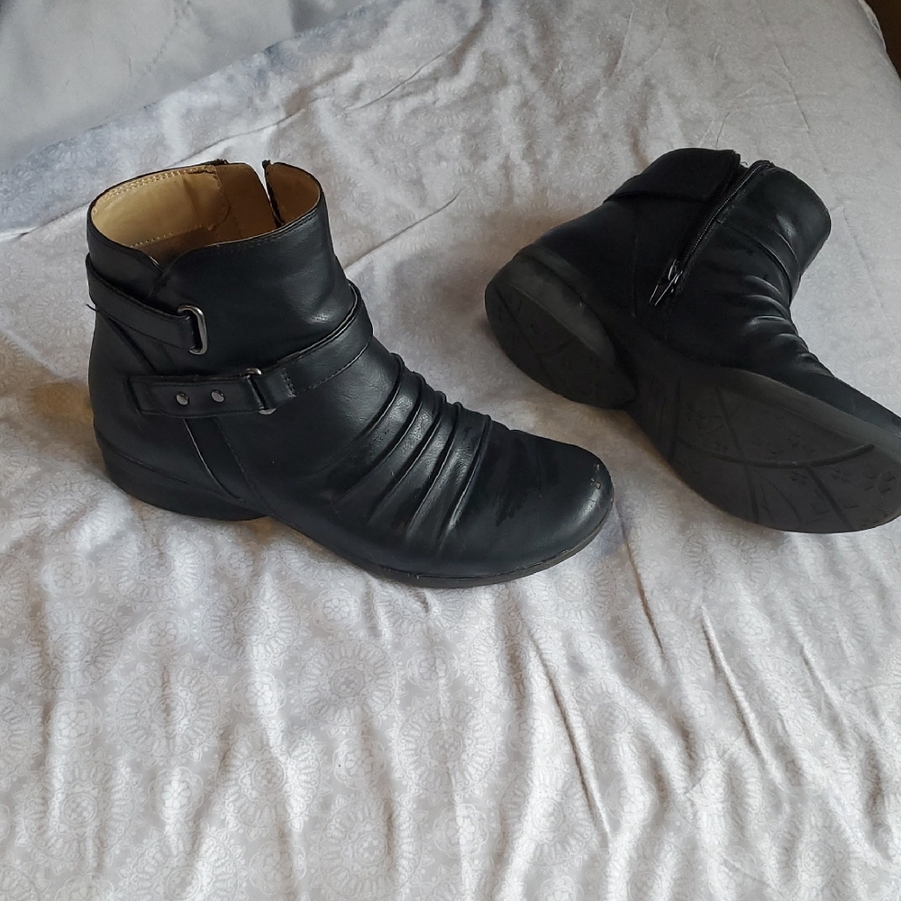 Black Ankle Boots with Buckle Detail